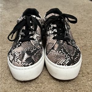 Chunky heel snakeskin sneakers